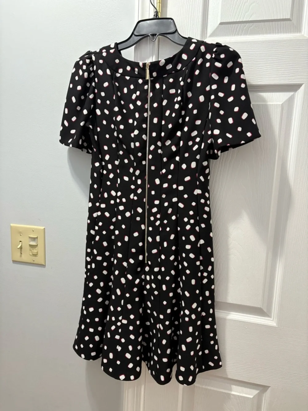Kate Spade Mallow Dot Print Short-Sleeve Crepe Fit and Flare Dress Size 0